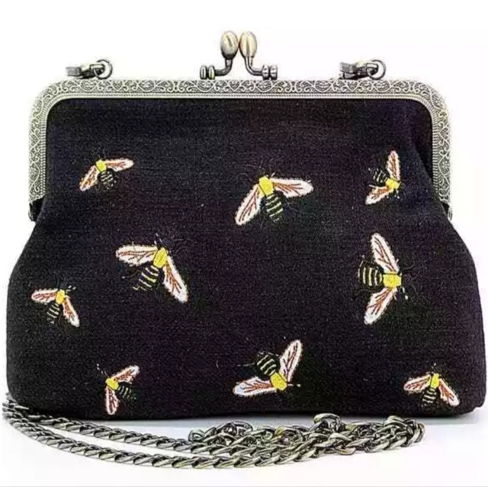 Bumblee Bee Kisslock Crossbody Clutch Bag